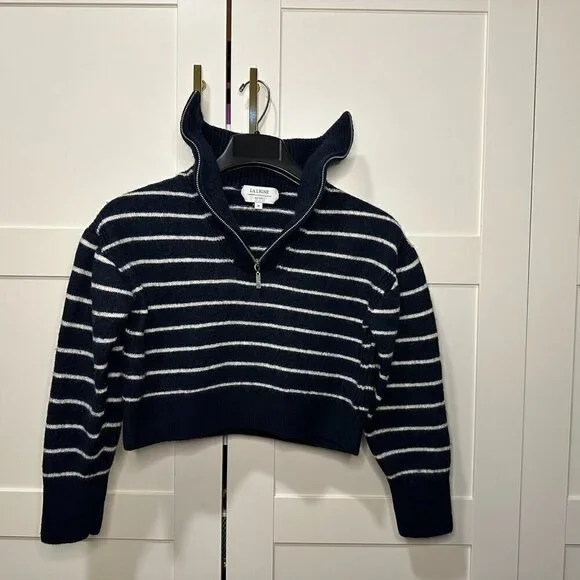 Green Sweater La Ligne Half Zip Sweater La Ligne Green Stripe